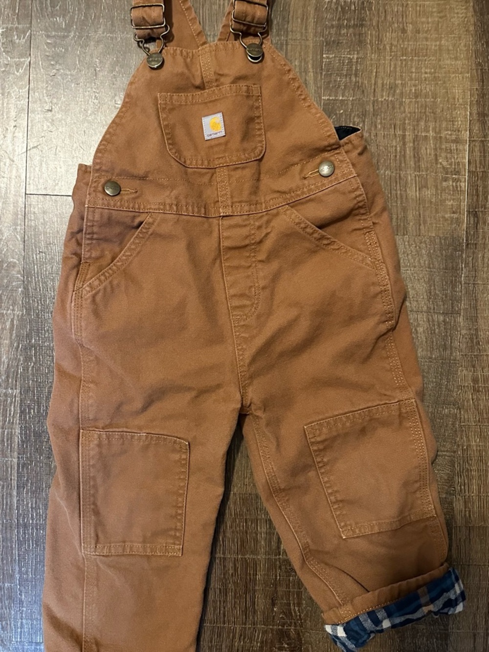 Carhartt Toddler Tan Flannel Lined Overalls